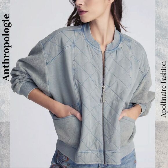 Anthropologie Jackets & Blazers - ANTHROPOLOGIE BY PILCRO QUILTED BOMBER JACKET BLUE WASH XL NEW